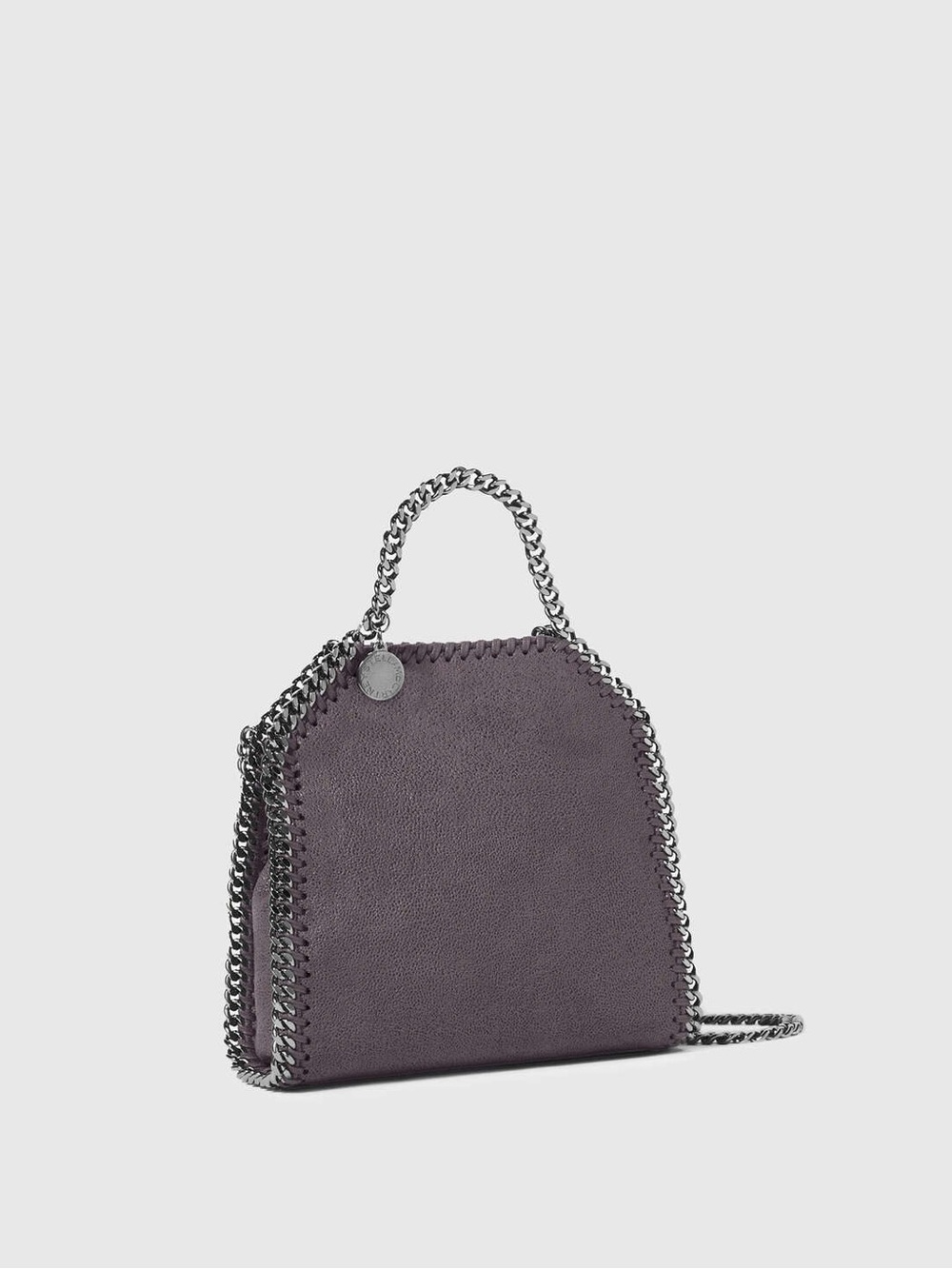 Stella McCartney gray suede and metallic chain bag and wallet
